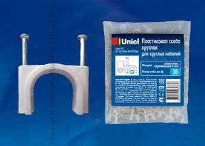 Пластиковые скобы Uniel UCC-R35 White 100 POLYBAG - купить в Москве